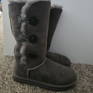 UGG Women's Charcoal Shearling Button Boots